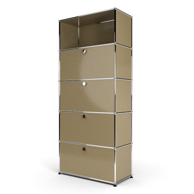 Wandregal 5x1 mit 4 Klapptren, Beige