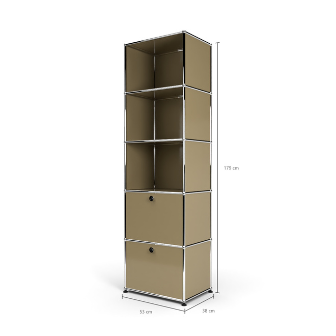 Wandregal 50 5x1 mit 2 Klapptren, Beige