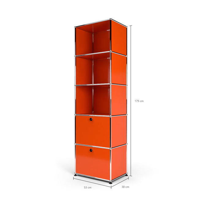 Wandregal 50 5x1 mit 2 Klapptren, Orange