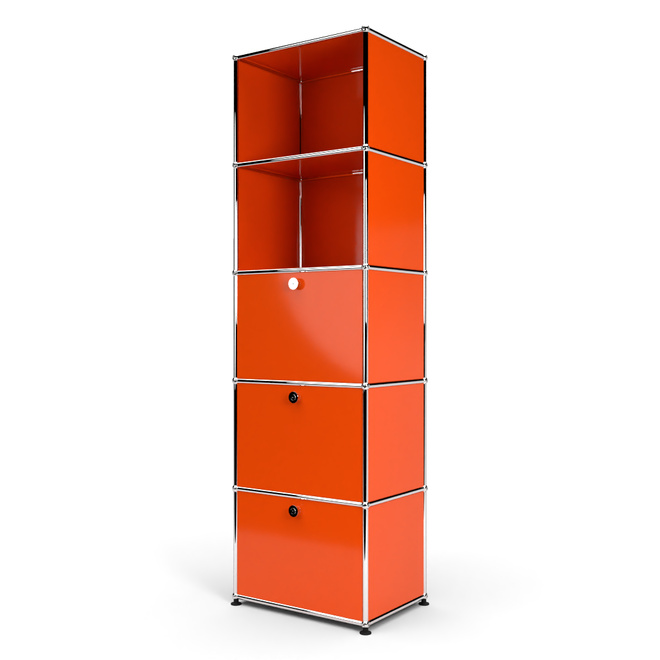 Wandregal 50 5x1 mit 3 Klapptren, Orange