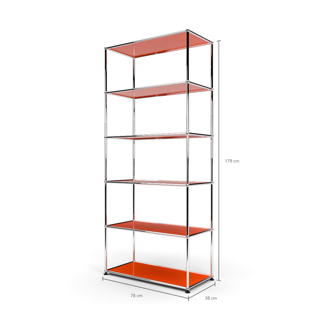 Wandregal 5x1 hinten ohne Rckwnde, Orange