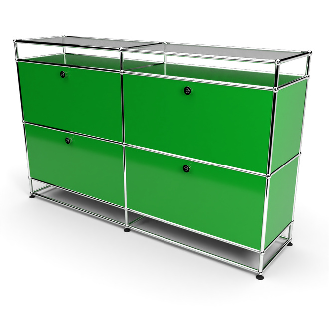 Sideboard 2x2 mit 4 Klapptren, mit Glasablage, Grn