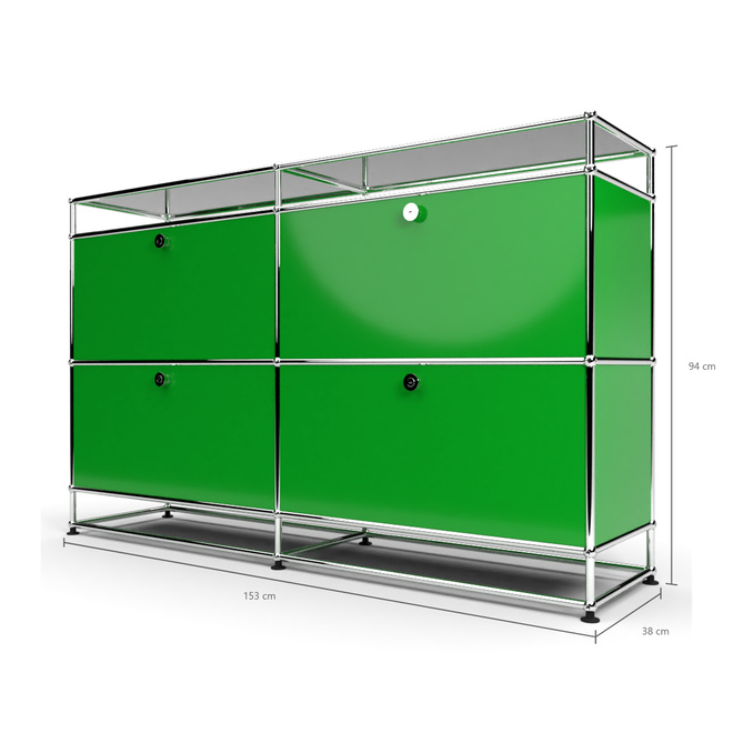 Sideboard 2x2 mit 4 Klapptren, mit Glasablage, Grn