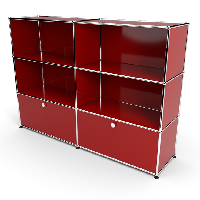 Highboard 3x2 mit 2 Schubladen unten, Rubinrot