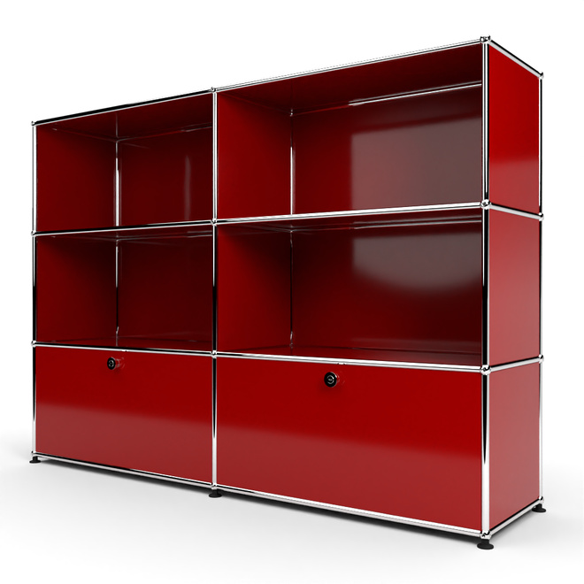 Highboard 3x2 mit 2 Schubladen unten, Rubinrot