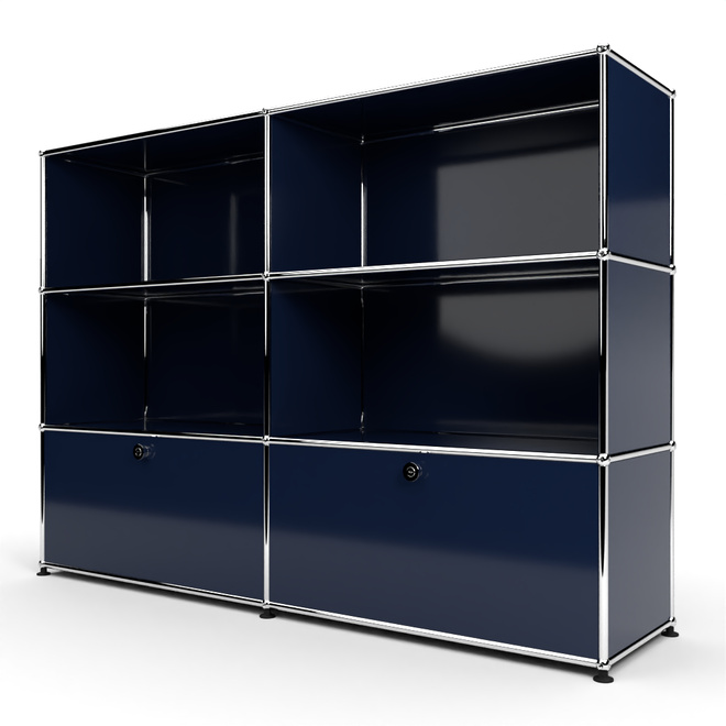 Highboard 3x2 mit 2 Schubladen unten, Stahlblau