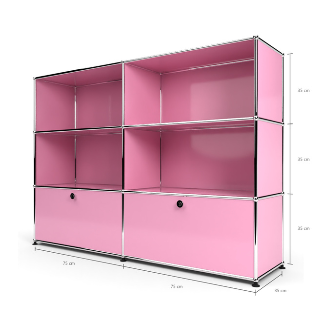 Highboard 3x2 mit 2 Schubladen unten, Rosa