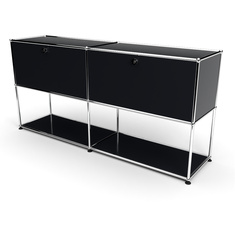 Sideboard 2x2 mit 2 Schubladen, unten offen, Graphitschwarz