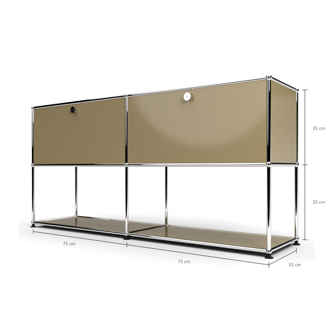 Sideboard 2x2 mit 2 Schubladen, unten offen, Beige