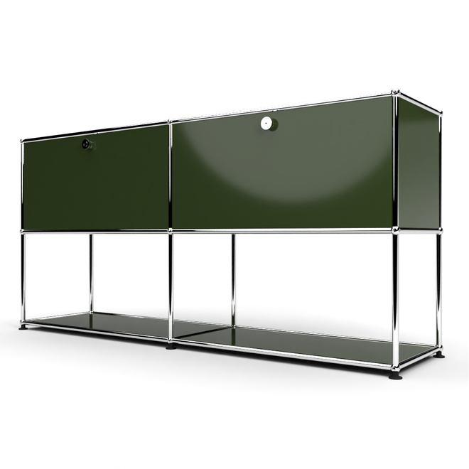 Sideboard 2x2 mit 2 Schubladen, unten offen, Olivgrn