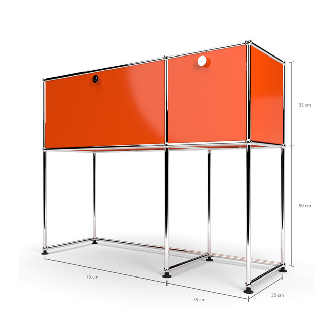 Konsolentisch 2x2 mit 2 Schubladen, Orange